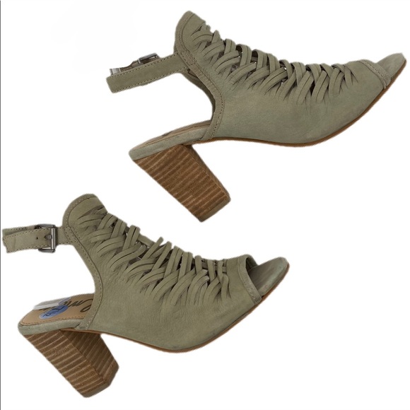 Sam Edelman Shoes - SAM EDELMAN Sage Leather Suede Open Toe Chunk Heel